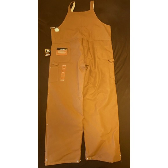 Carhartt Brown 48/32 Duck Bib Overall Double Knee Quilt Lined R38 NEW *Read - Picture 2 of 9